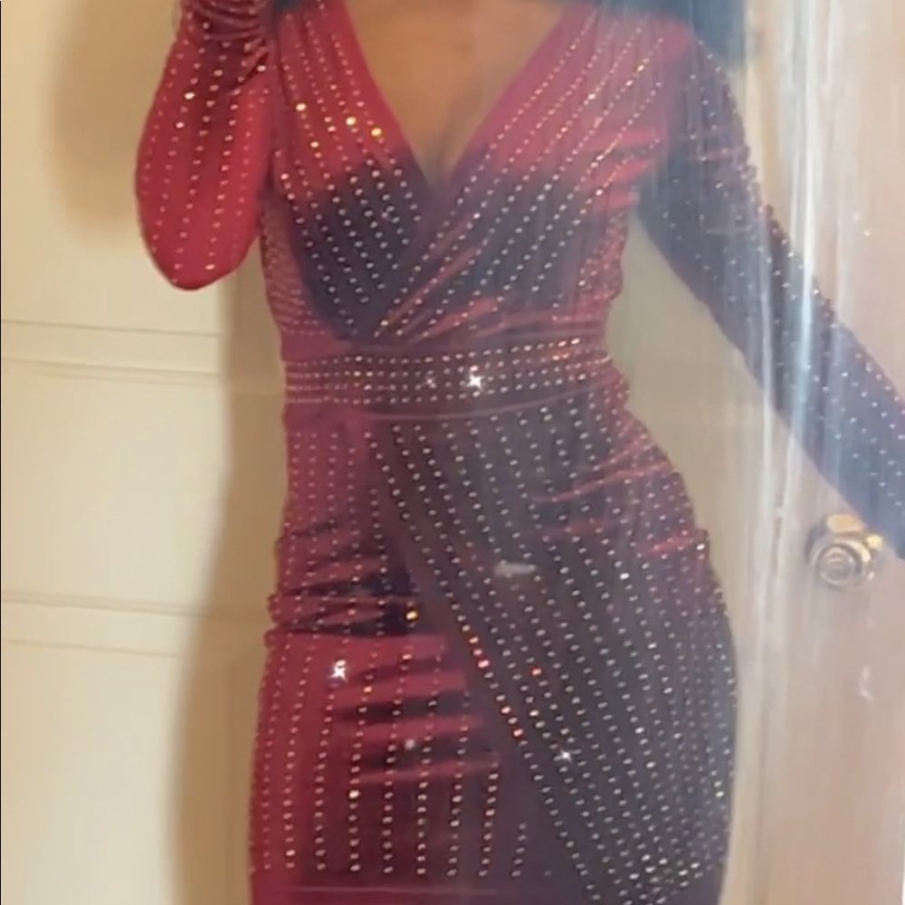 Burgundy rhinestone dress